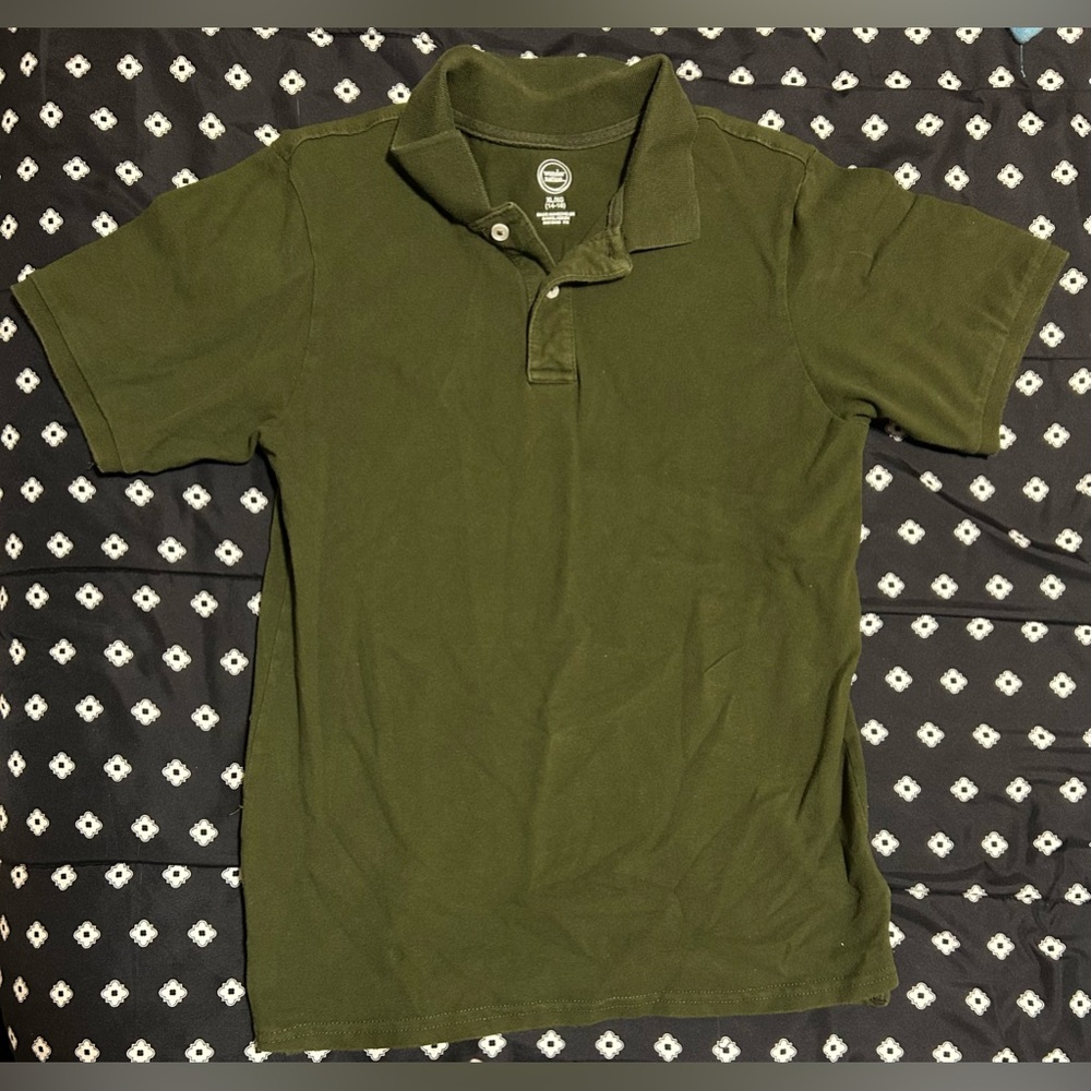 Wonder Nation kids dark green collared short sleeve shirt- size xl/xxl